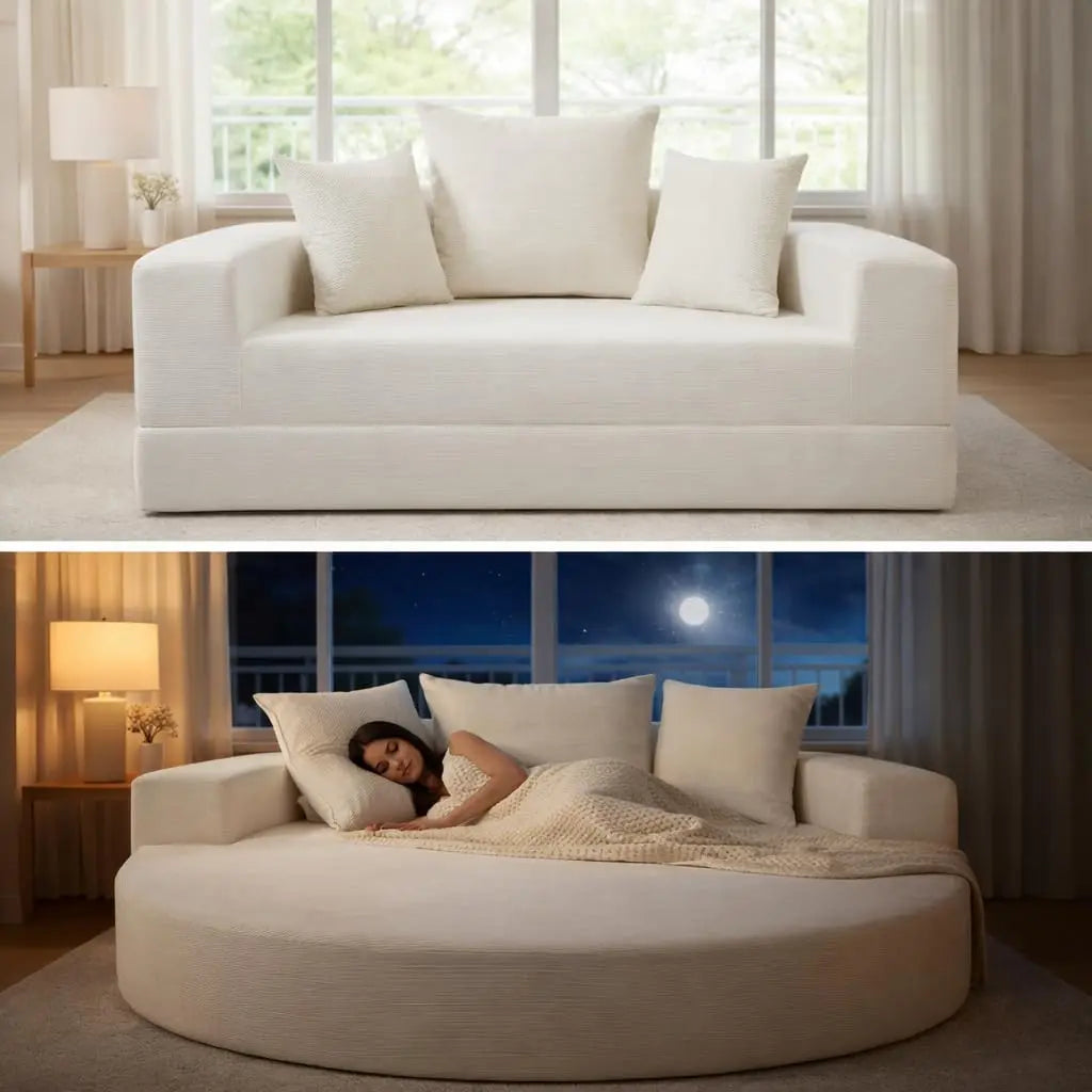 Convertible Corduroy Loveseat Sleeper 67in Pull-Out Floor Bed 3 Pillows 550lbs Capacity, Customized