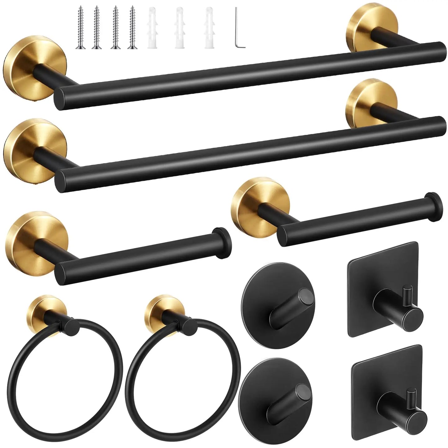10 Pcs Matte Bathroom Hardware Set SUS304 Bathroom Hanger Set 16 Inch Hand Towel Bar Towel Holder Toilet Paper Holder