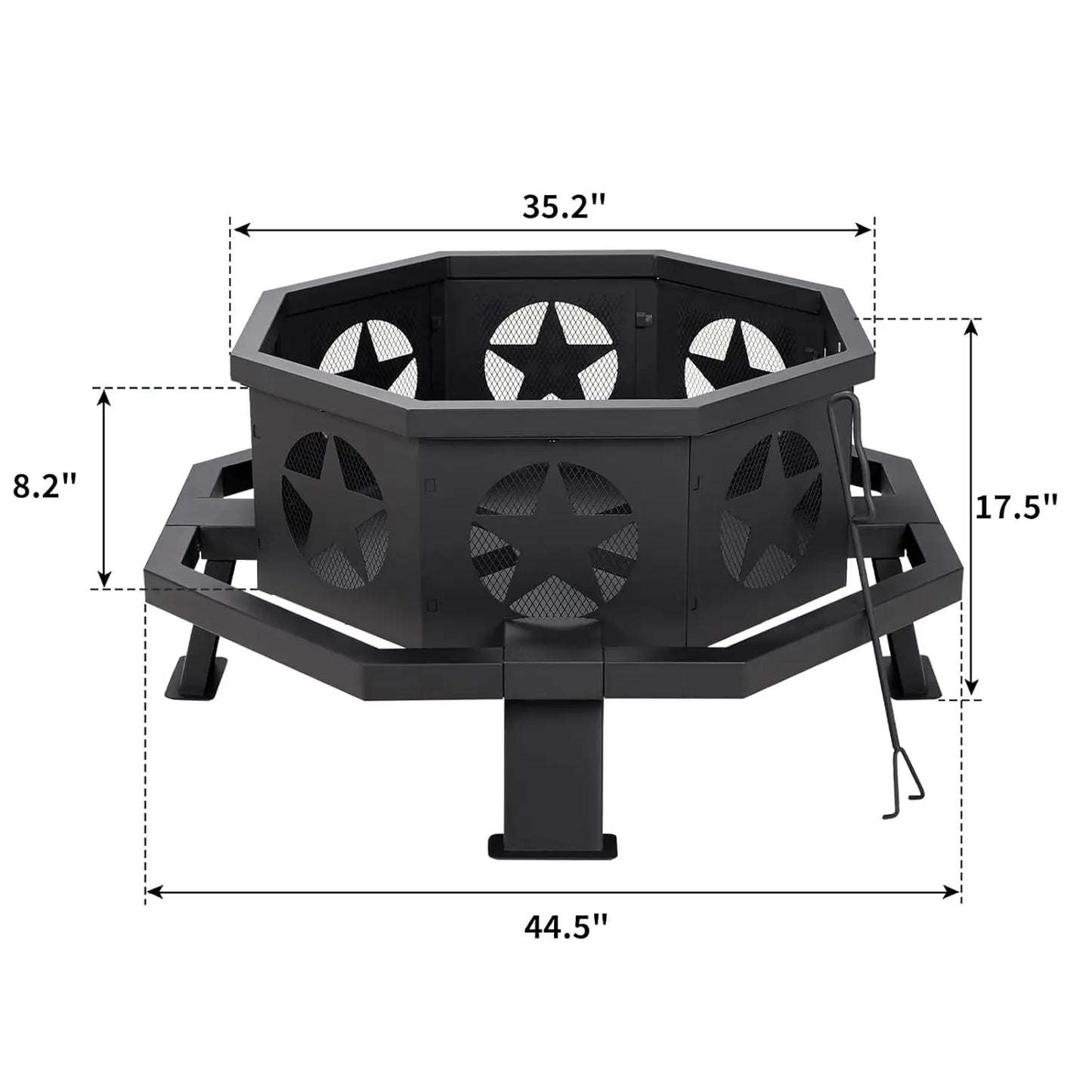 45 inch Large Fire Pit, Outdoor Fire Pit with Heavy Duty Construction, Wood Burning Fire Pits for Outside Octagonal, Customized
