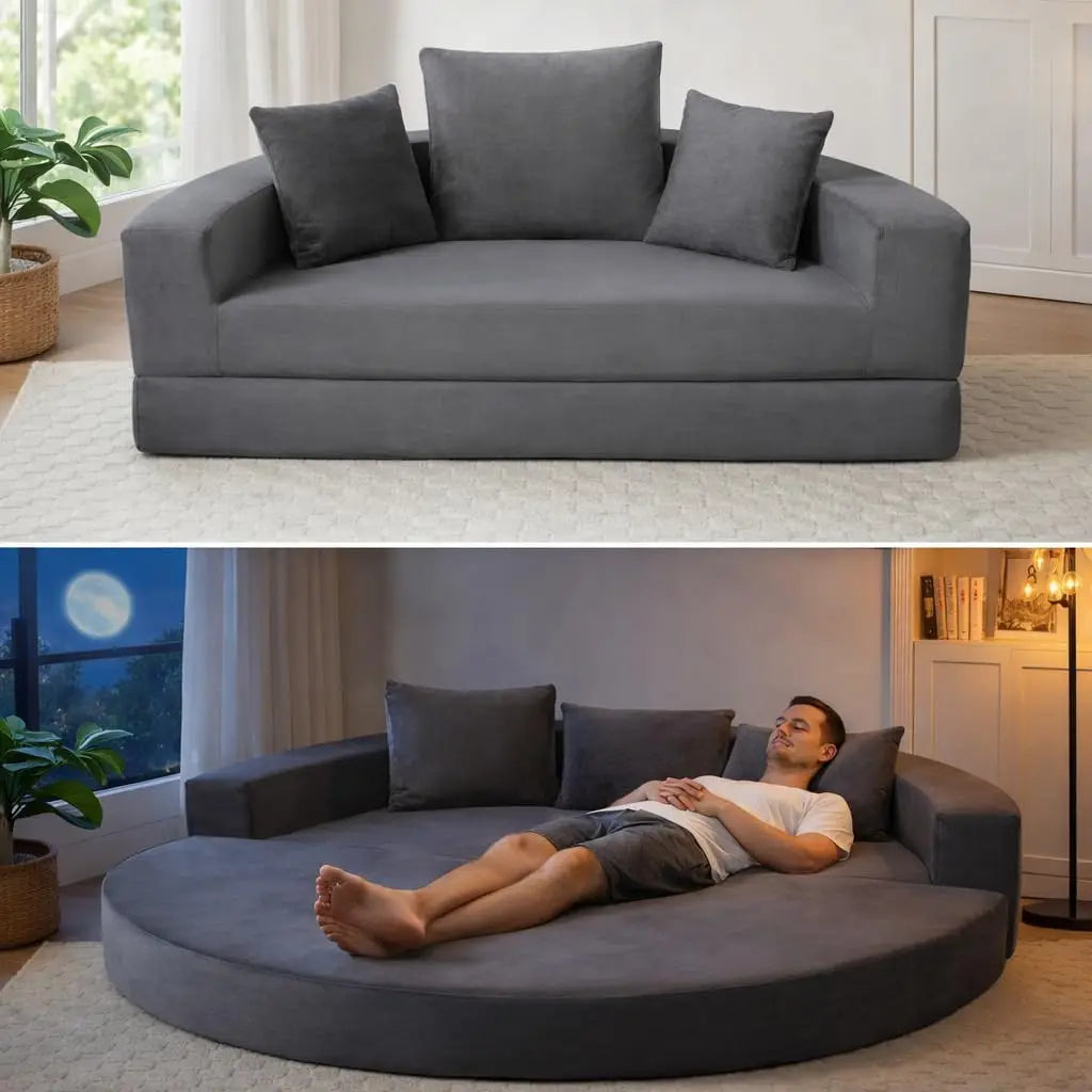 Convertible Corduroy Loveseat Sleeper 67in Pull-Out Floor Bed 3 Pillows 550lbs Capacity, Customized