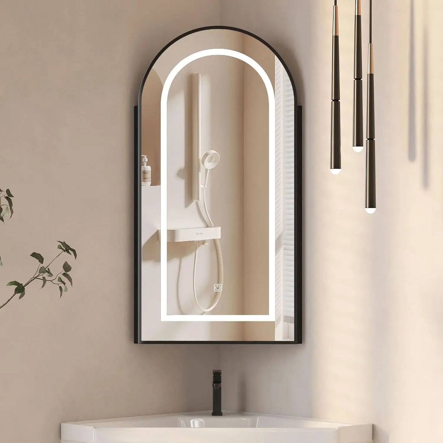 16x31 Inch White Lighted Corner Medicine Cabinet with Mirror,Corner Bathroom Cabinet Surface Mounted for Bathroom, Customized