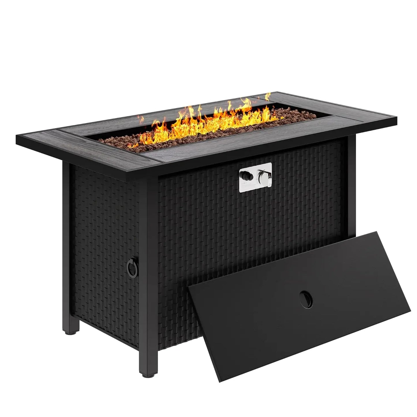 45in Fire Table, Propane Fire Pit with Glass Wind Guard and Rain Cover, Outdoor Firepit Table 50000 BTU 3-in-1 Fire, Customized