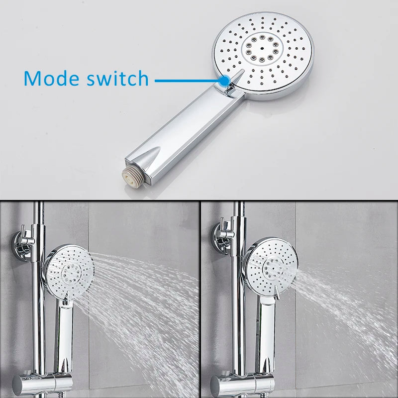 Suguword Thermostatic Chrome Bathroom Shower Faucet Set Rainfall Bath 8 inch Shower Head Thermostat Shower Crane Taps