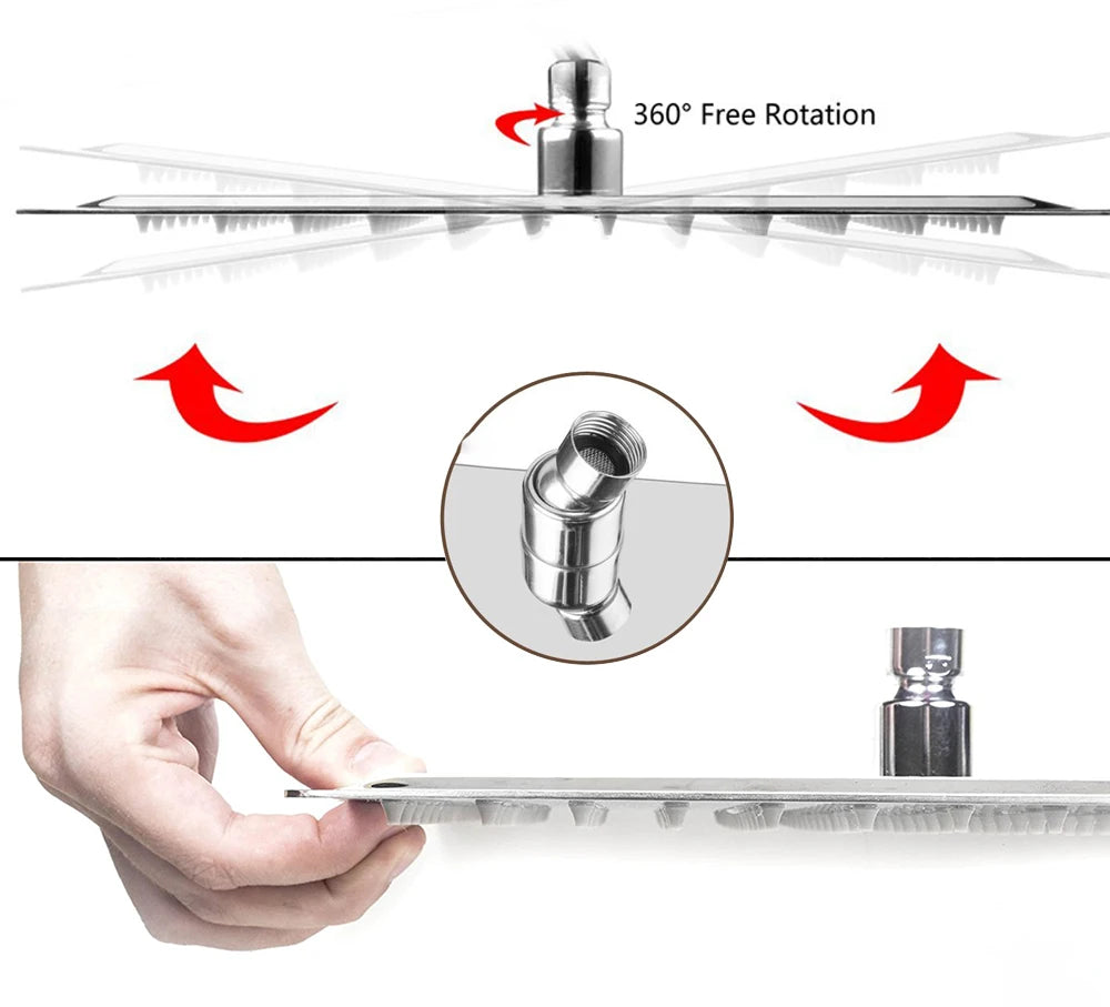 Rozin Wall Mount Rainfall Shower Faucet Set Chrome Concealed Bathroom Faucets System 16'' Head with Swivel Tub Spout Mixer Tap
