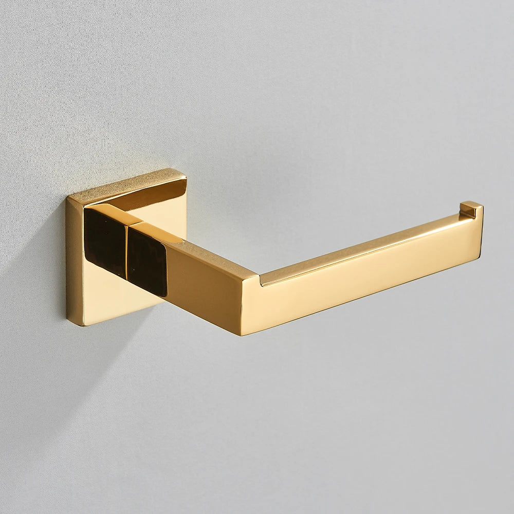 Brushed GoldBathroom Hardware Set Kit Accessories Wall Shelf Towel Bar Rack Rail Robe Hanger Toilet Brush Roll Paper Holder Dish