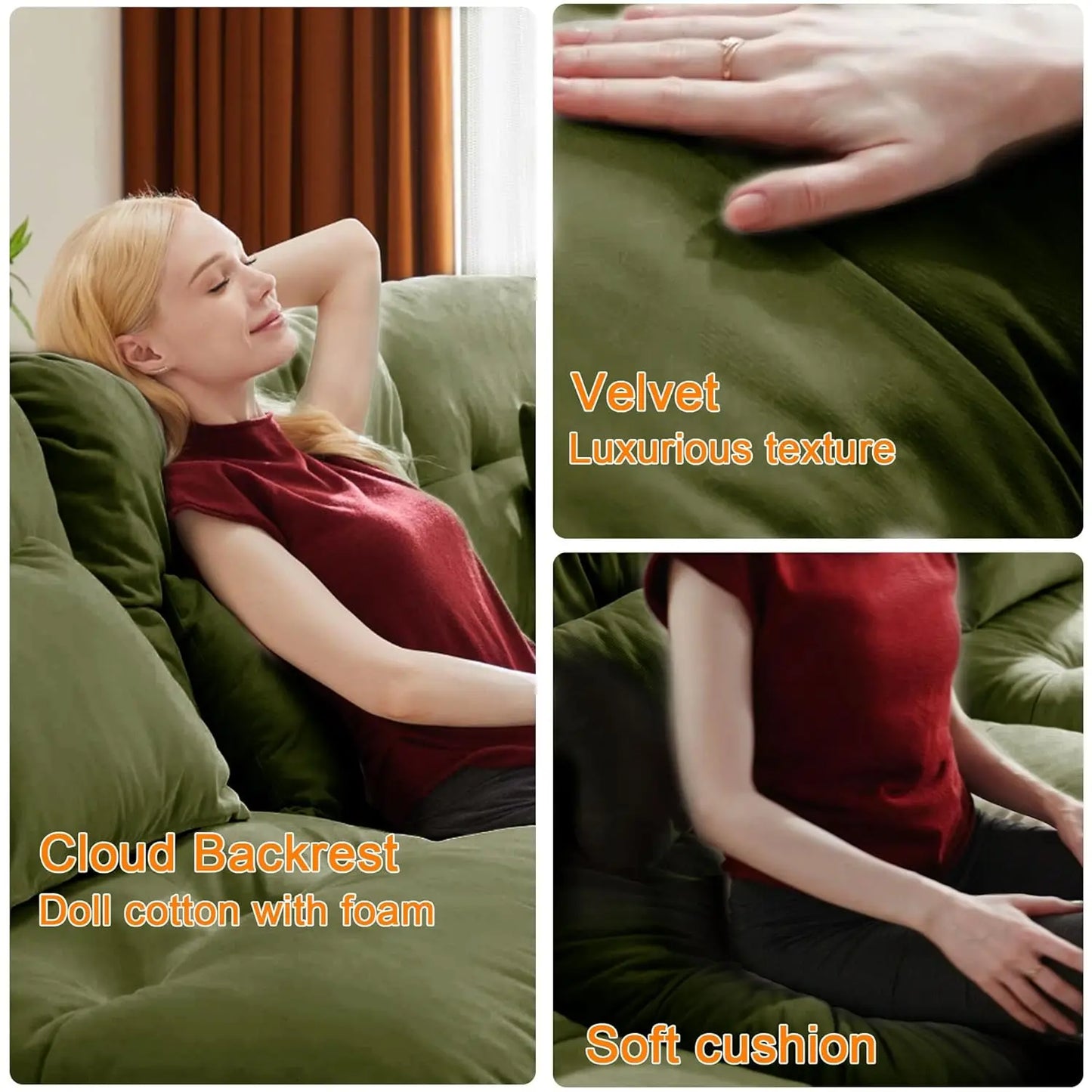 130" U Shaped Modular Sectional Sofa with Ottoman Deep Seat Velvet Oversized Living Room Furniture, Customized