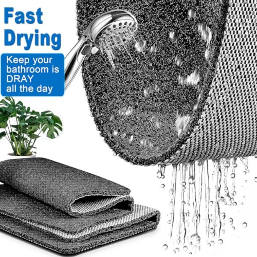 Shower Mats Non Slip for Elderly 24x47'' Extra Large Loofah Bath Mats for Shower Non-Slip Bath for Elderly Black