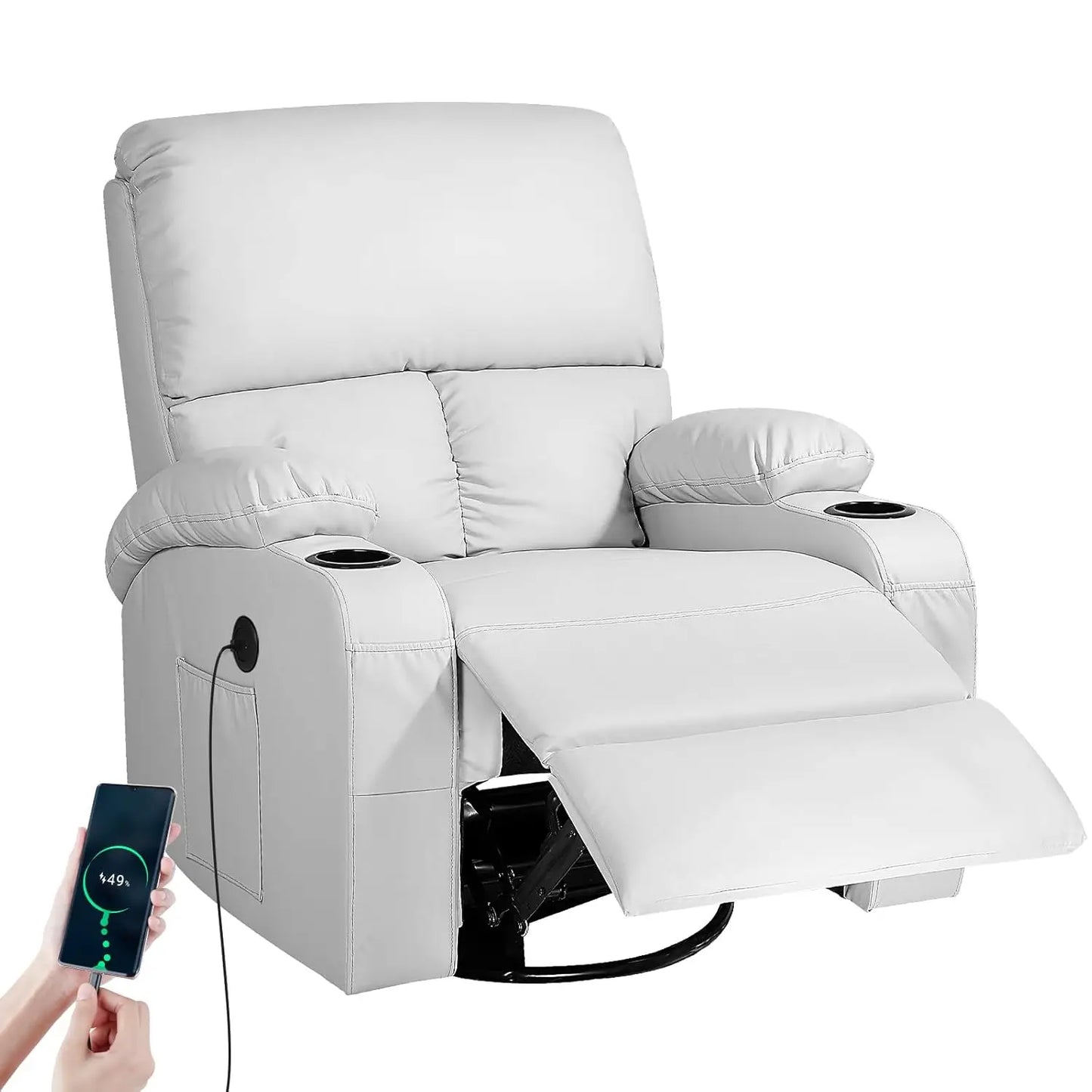 Rocking Recliner Chair, Massage Rocker Recliner Chair with Vibration Massage and Heat,360° Swivel Recliner Chairs,, Customized