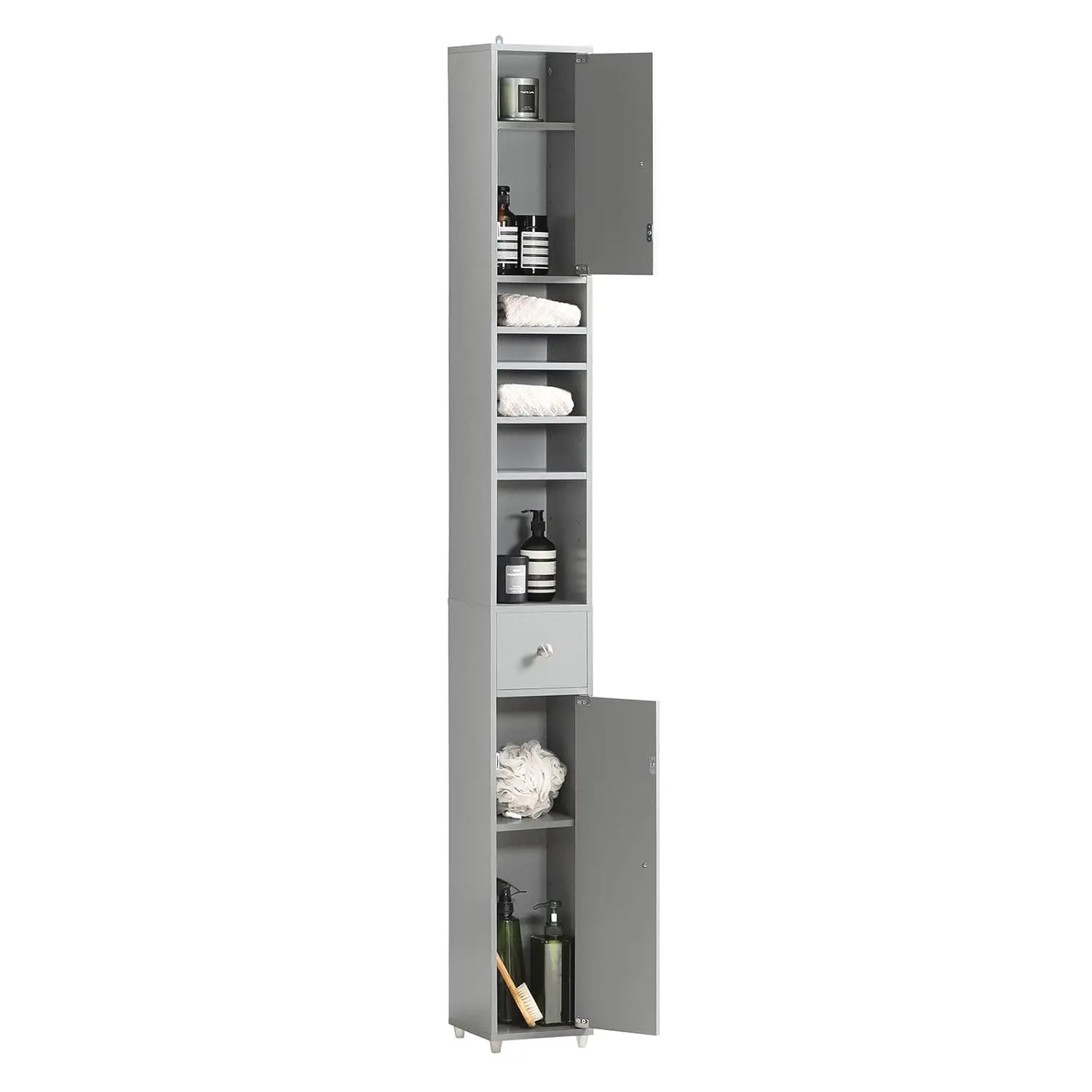 Narrow Bathroom Storage Cabinet Adjustable Shelves Anti-Tipping Tall Floor Cupboard Blue Customized