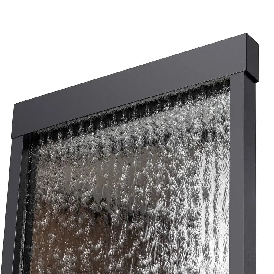 Mirror Waterfall Fountain with Stones and Lights Zen Indoor Outdoor Decor for Office, Living Room, Patio, Entryway 72 Inches