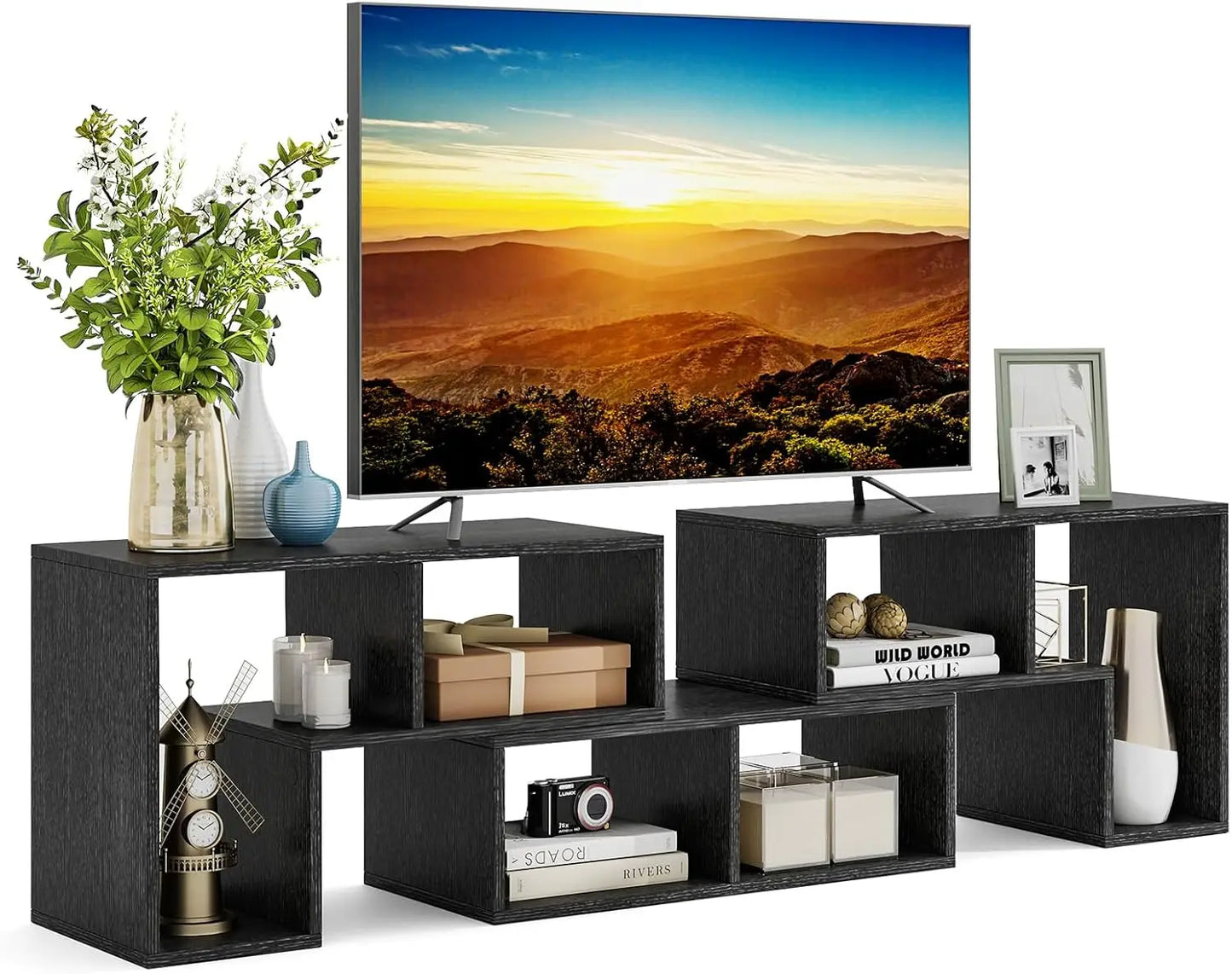3 Pieces Console TV Stand, Free-Combination Entertainment Center for 50 55 60 65 Inch TV, Minimalist Modern.Customized