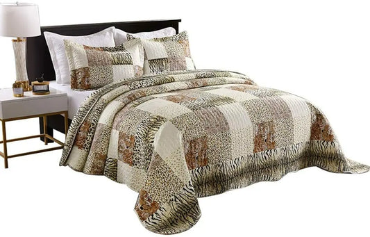 Duvet Cover3 Piece Quilted Bedspread Set Leopard Print Lightweight Quilt for Queen Bed Soft Comfortable Bedding Cover Modern