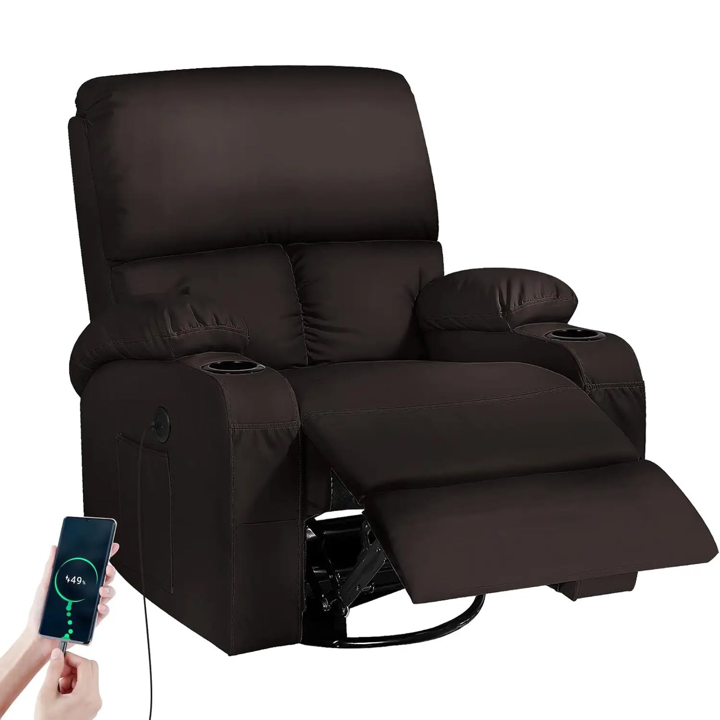Rocking Recliner Chair, Massage Rocker Recliner Chair with Vibration Massage and Heat,360° Swivel Recliner Chairs,, Customized