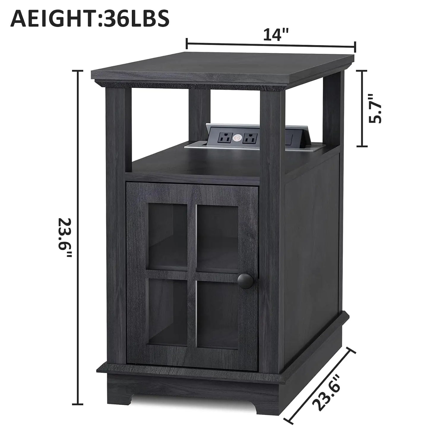 Storage End Table Side Table with Charging Station for Living Room Office, Customized