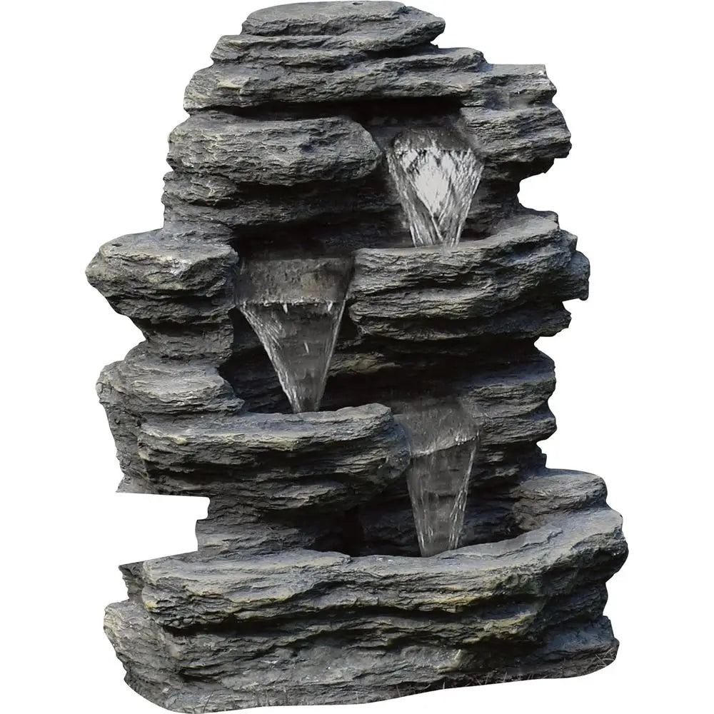 Outdoor Water ountain With Cascading Waterall, Natural ing Stone and Soothing Sound or Decor on Lawn, Garden, and Patio By ,Brow