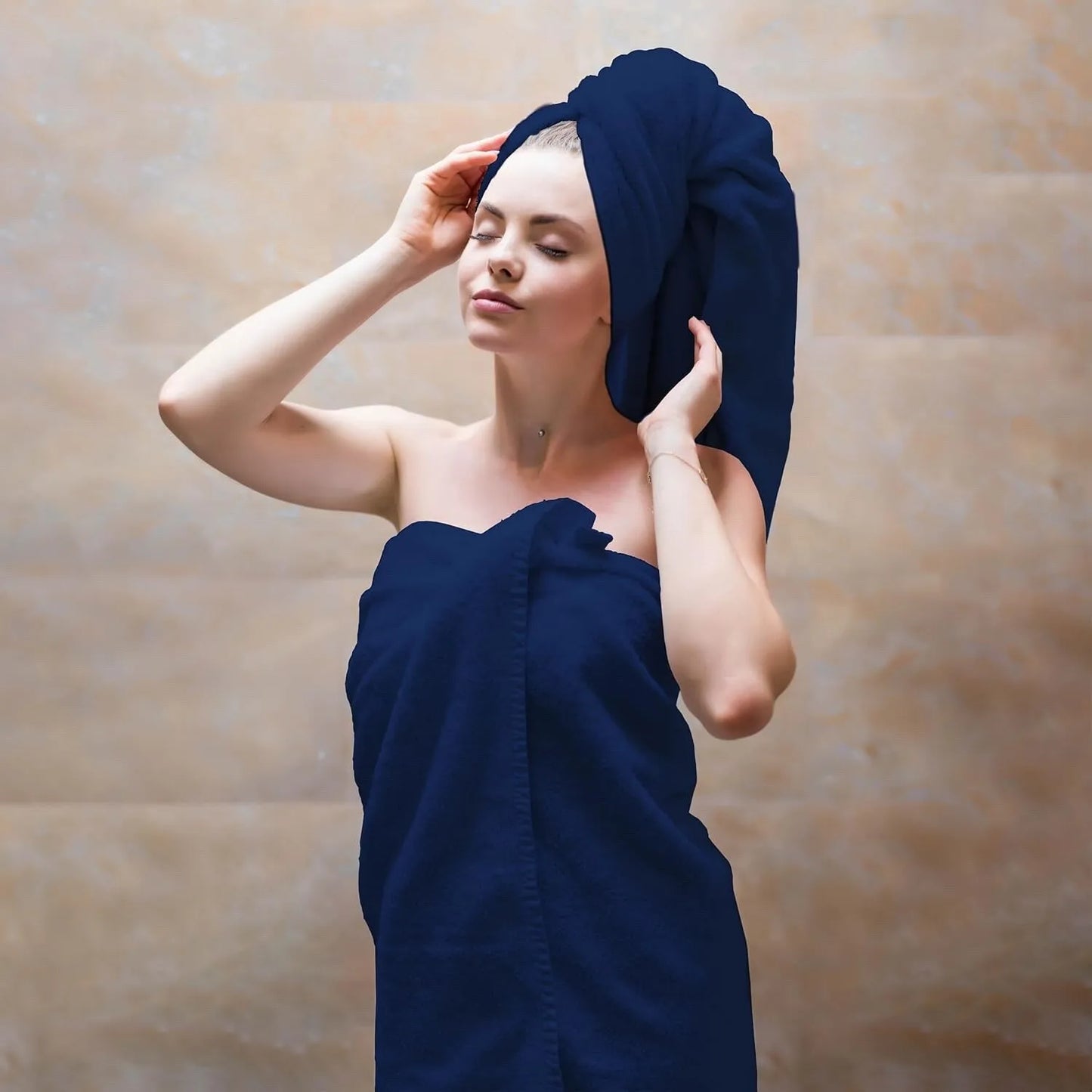 towel8 Piece Blue Towel Gift Set 2 Bath Towels 2 Hand Towels 4 Washcloths 100 Cotton Soft Absorbent Luxury Towels for Bathroom