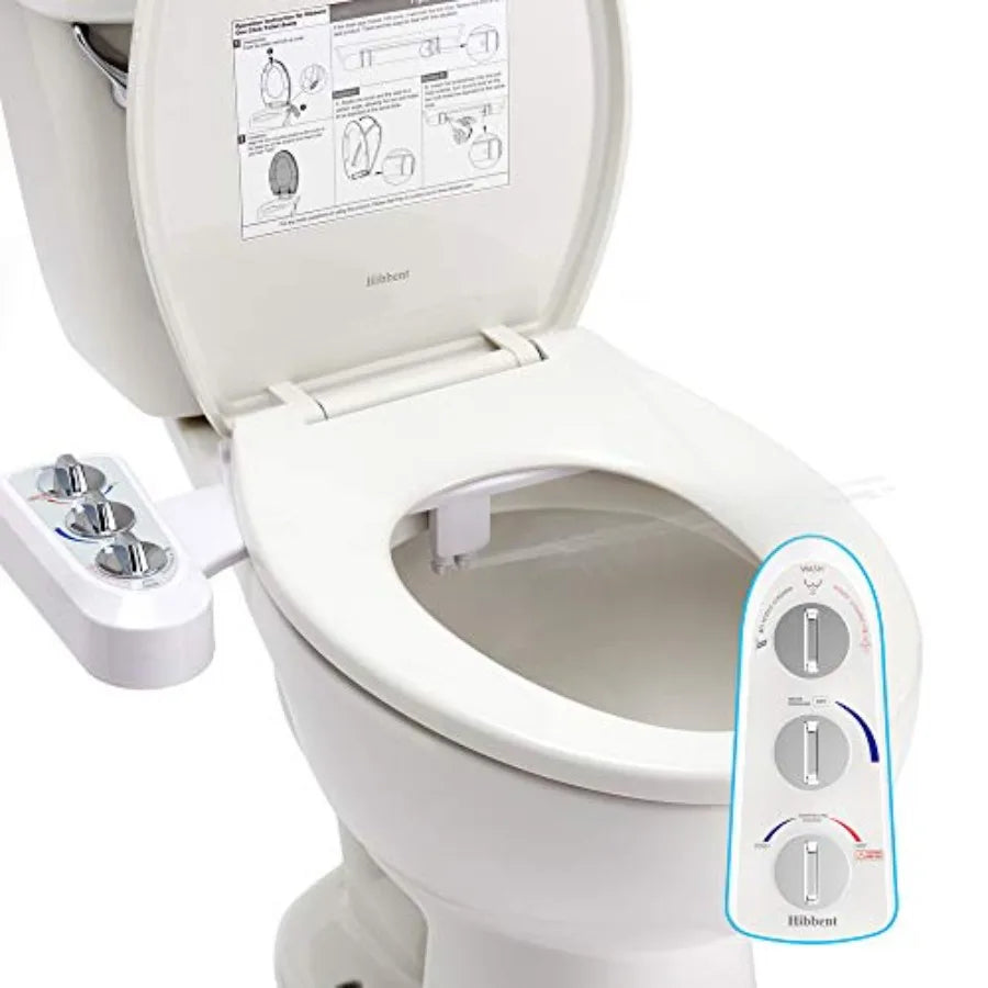Bidet Attachment for Toilet Self Cleaning Dual Nozzle Hot Cold Water Spray Non-Electric Mechanical Bidet Toilet Seat for Rear o