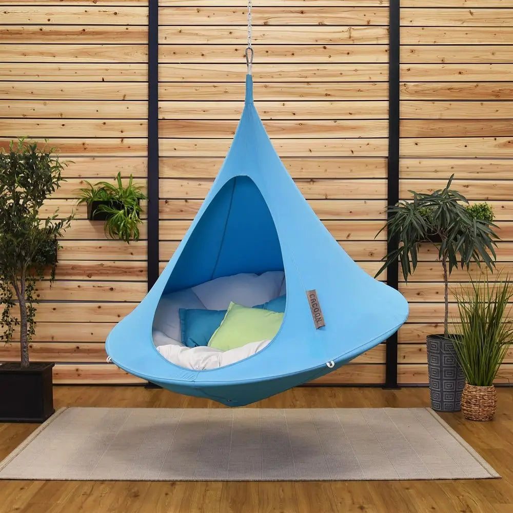 Cacoon Hanging Chair Cozy Indoor Outdoor Hammock with Polyester Canvas, 440 lb Capacity, Includes 18ft Rope amp Carabiner Turqu