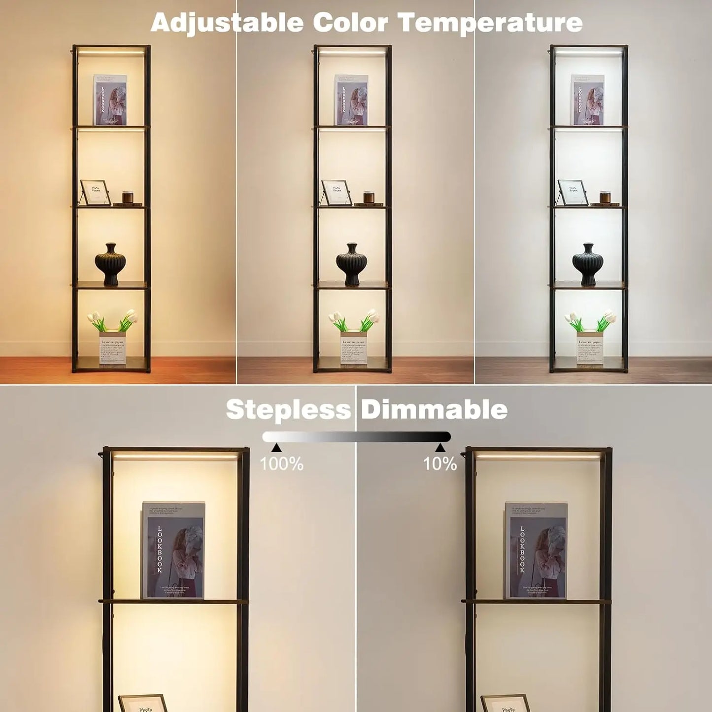 5-Tier Corner Display Shelf with Dimmable LED Lights, Curio Cabinet for Collectibles and Decor in Living Room, Bedroom, Office