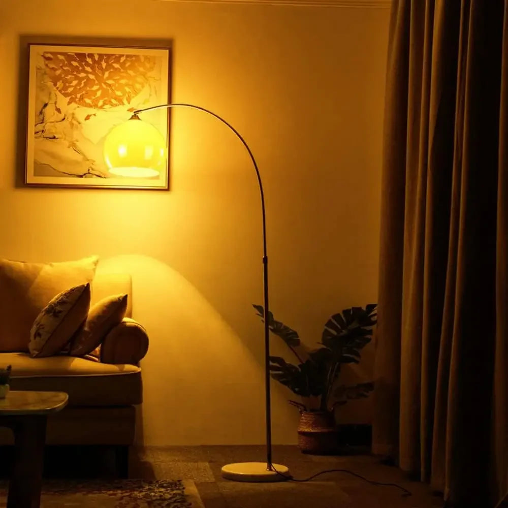 Nordic Simple Floor Lamp with Orange Acrylic Shade, Arc Reading Lamp for Living Room and Study Room Creative Orange