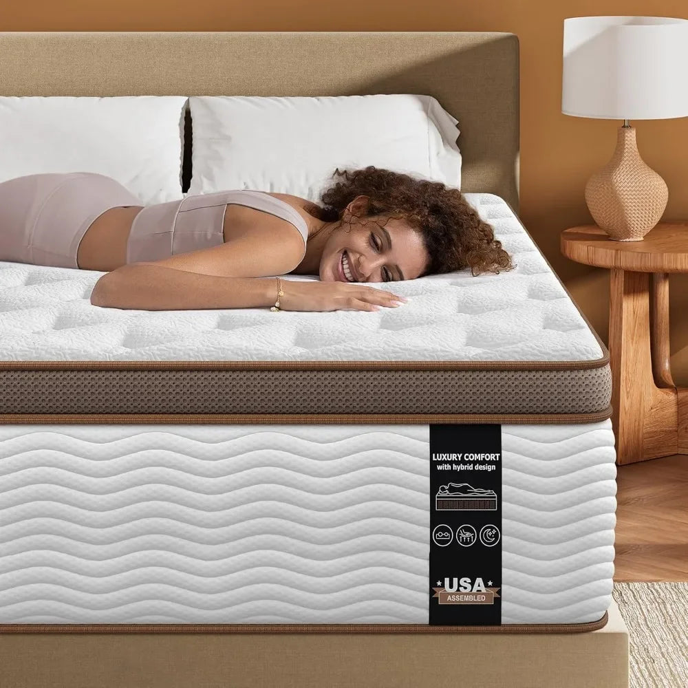 BedStory Firm Queen Mattress 14 Inch - Hybrid Mattress with Orthopedic Spinal Support for Back Pain - Advanced Pocket Spring and