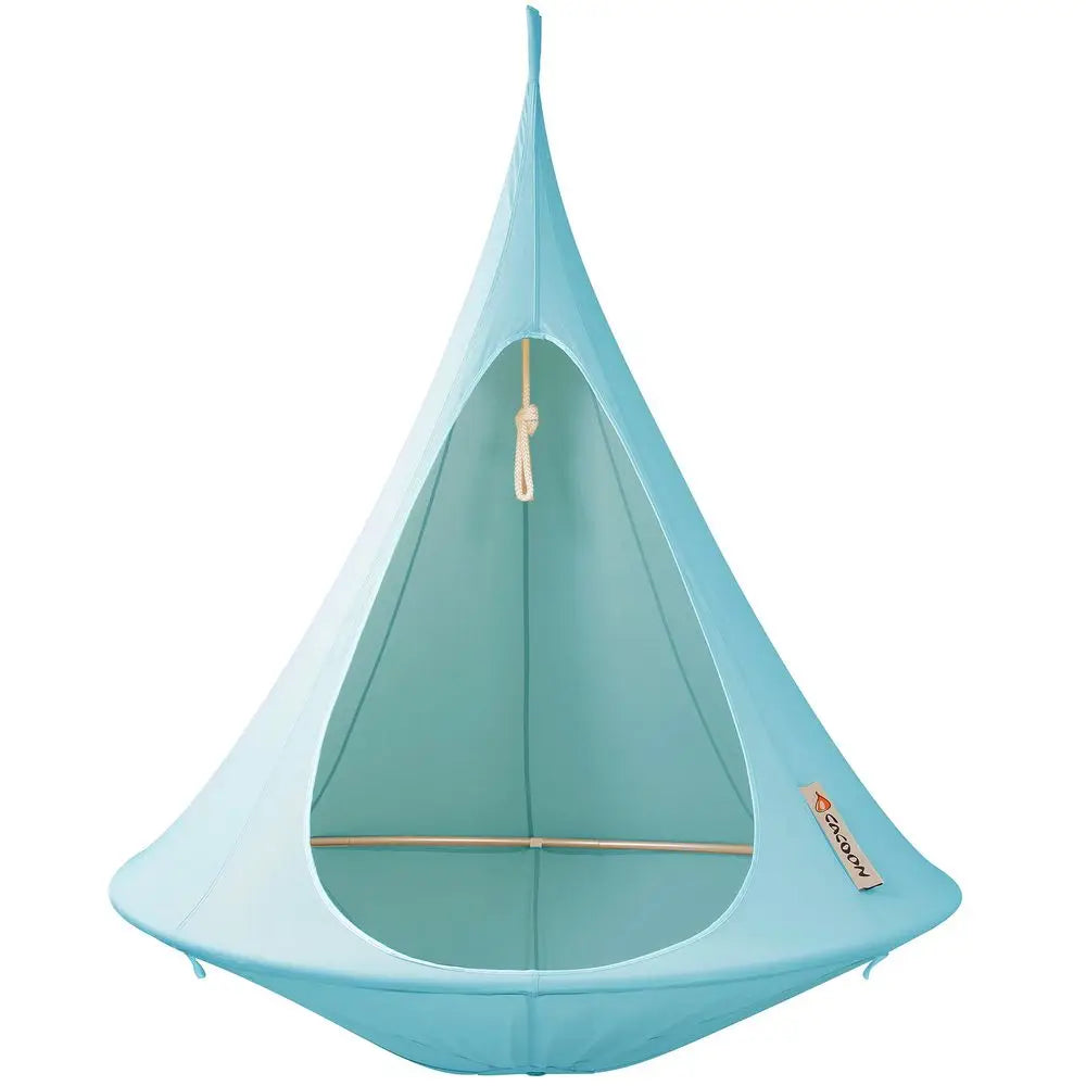 Cacoon Hanging Chair Cozy Indoor Outdoor Hammock with Polyester Canvas, 440 lb Capacity, Includes 18ft Rope amp Carabiner Turqu
