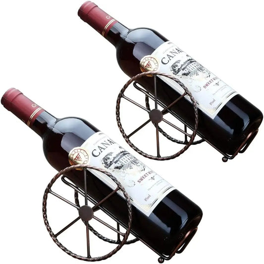 2PCS Red Bronze Metal Wine Rack for Living Room, Dining Room, Bar Storage