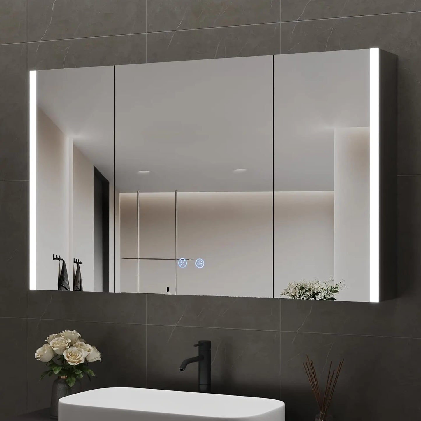 24 x 40 Inch LED Medicine Cabinet with Mirror, Lighted Bathroom Smart Mirror Cabinet with Bluetooth, Customized