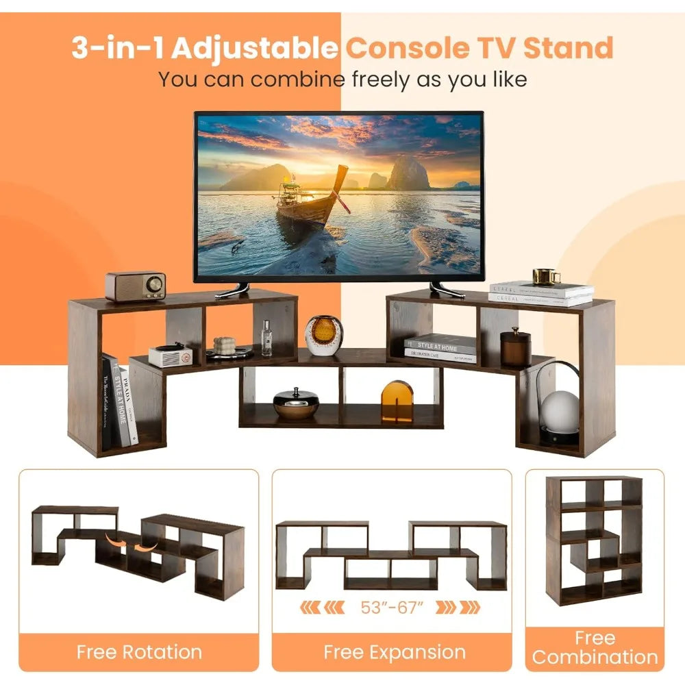 3 Pieces Console TV Stand, Free-Combination Entertainment Center for 50 55 60 65 Inch TV, Minimalist Modern.Customized