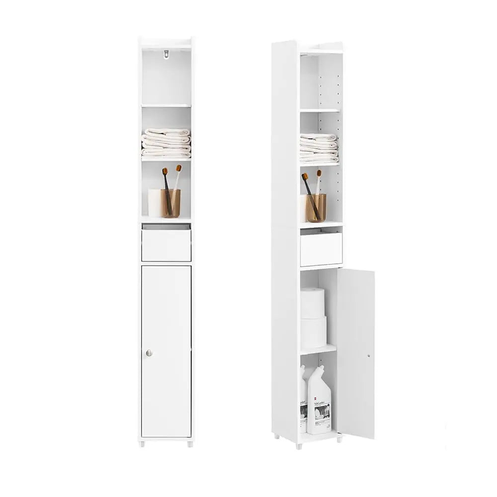 Narrow Bathroom Storage Cabinet Adjustable Shelves Anti-Tipping Tall Floor Cupboard Blue Customized