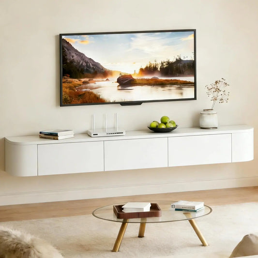 Floating Wall Mounted TV Stand Media Console Storage Cabinet Shelf Living Room Bedroom 70.9IN White,Customized