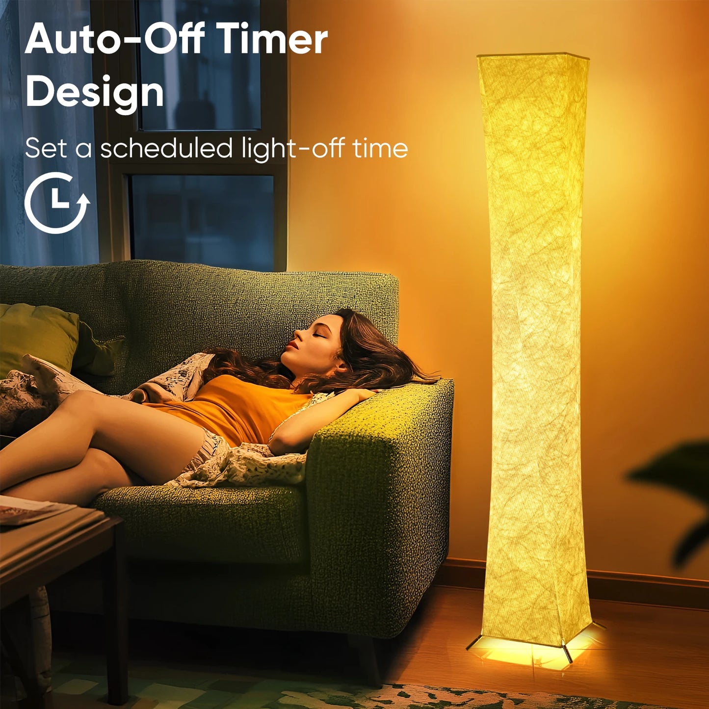 Soft Light Floor Lamp, 52" Simple Design Morden Slim Warm Light 3000K LED Tyvek Fabric Shade Standing Lamp for Living Room Bedro