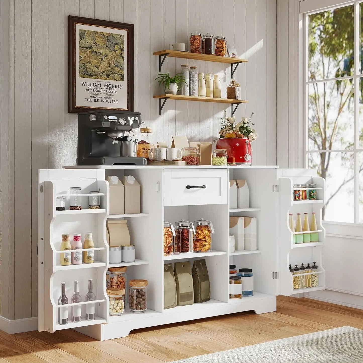 Kitchen Sideboard Buffet Cabinet with Storage Coffee Bar Cabinet with Drawer, Kitchen Pantry Storage with Door and, Customized