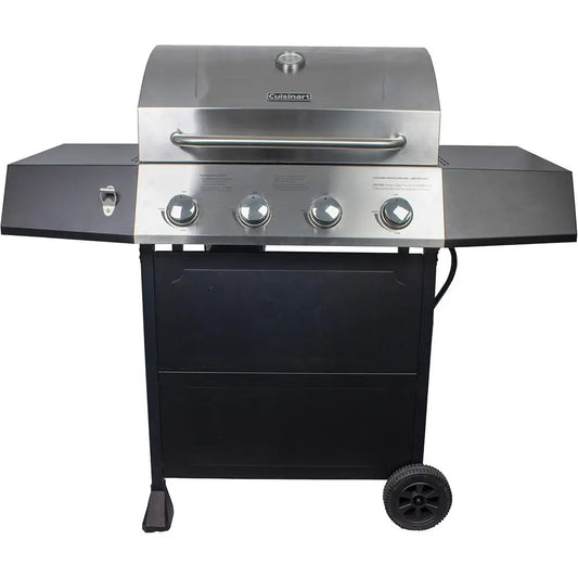 4-Burner Gas Grill, 44,000 BTtainlSteel ull Size Propane Grill with Cast Iron Grates, Outdoor Barbecue with Large Cooking Space