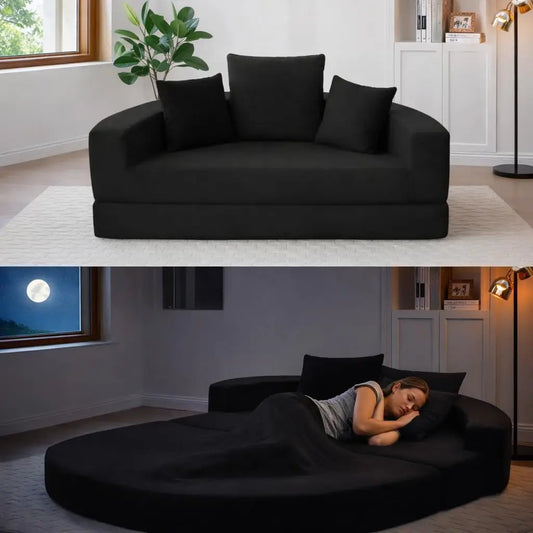 Convertible Corduroy Loveseat Sleeper 67in Pull-Out Floor Bed 3 Pillows 550lbs Capacity, Customized