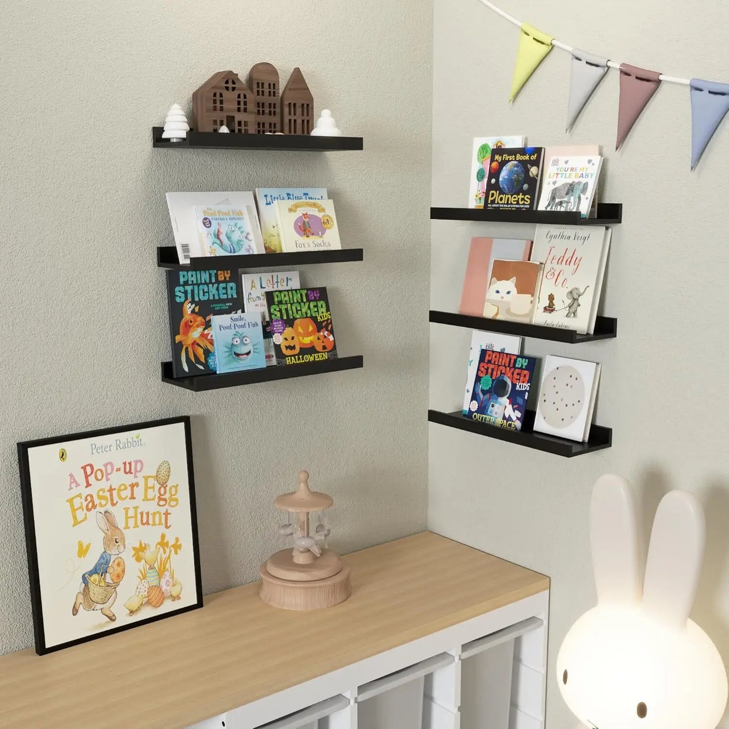 6 Pack Floating Wall Shelves Modern Display Shelves for Living Room Bedroom Home Decoration Minimalist Wall Mounted Storage
