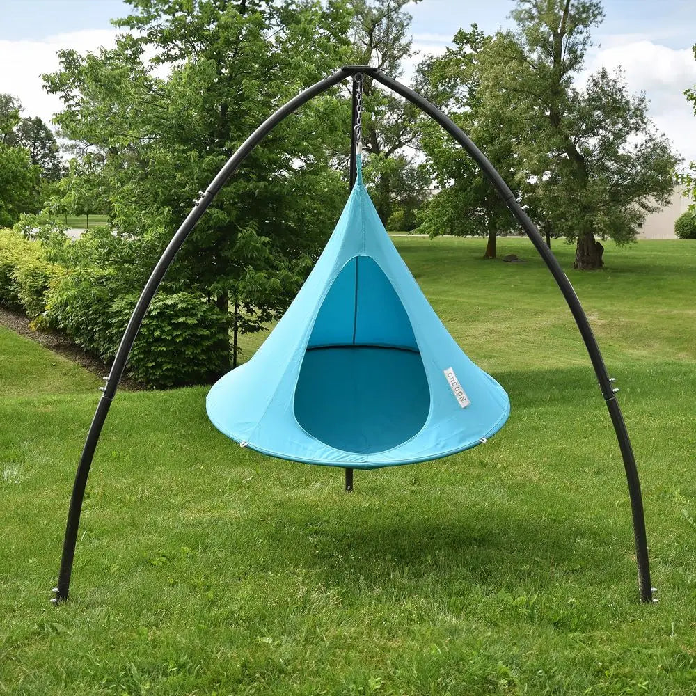 Cacoon Hanging Chair Cozy Indoor Outdoor Hammock with Polyester Canvas, 440 lb Capacity, Includes 18ft Rope amp Carabiner Turqu