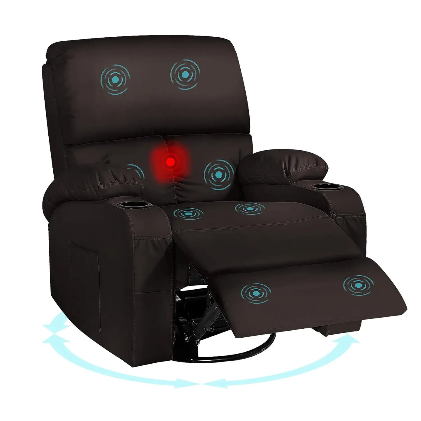 Rocking Recliner Chair, Massage Rocker Recliner Chair with Vibration Massage and Heat,360° Swivel Recliner Chairs,, Customized