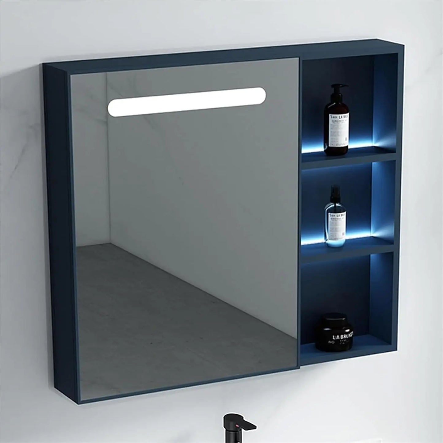 Bathroom Medicine Cabinet with Mirror, Bathroom Mirror with Storage with LED Light Open Style Bathroom Medicine, Customized