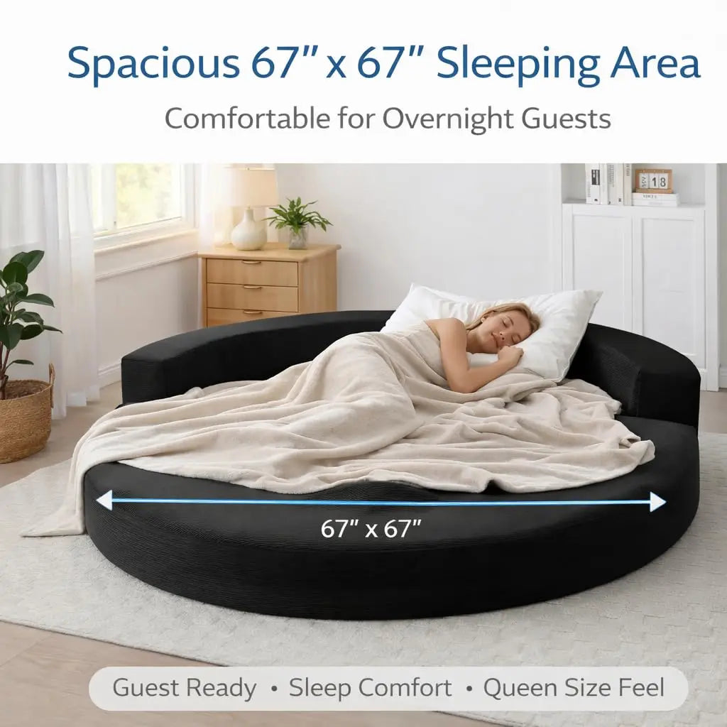 Convertible Corduroy Loveseat Sleeper 67in Pull-Out Floor Bed 3 Pillows 550lbs Capacity, Customized