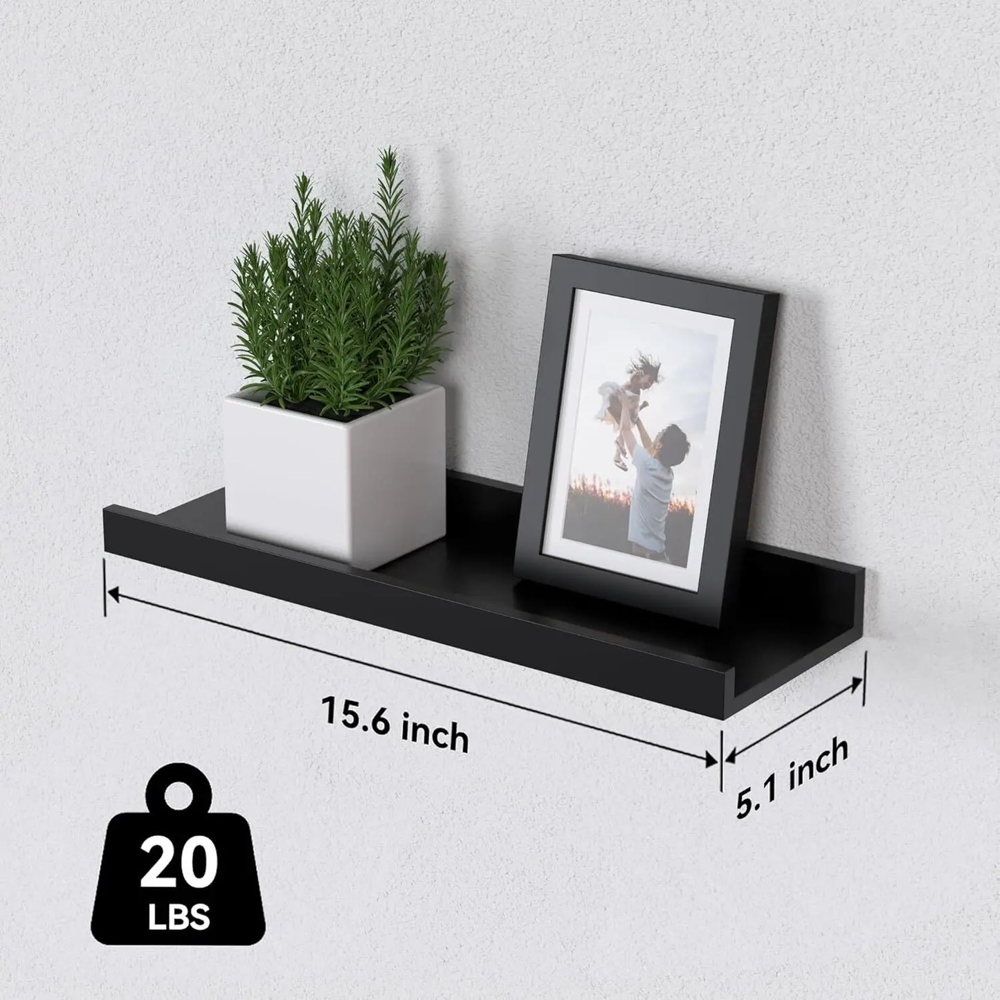 6 Pack Floating Wall Shelves Modern Display Shelves for Living Room Bedroom Home Decoration Minimalist Wall Mounted Storage