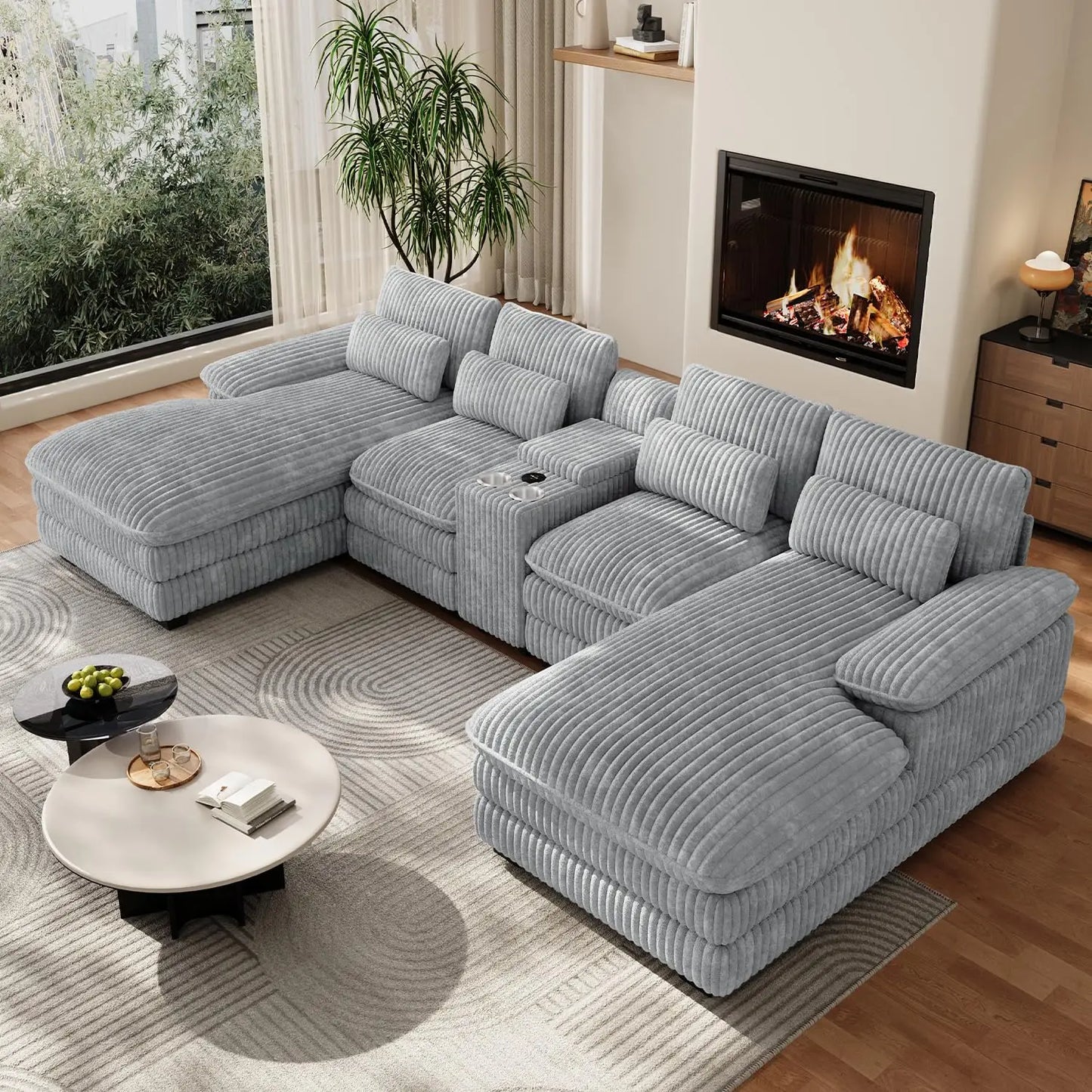 133" Oversized U Shaped Cloud Couch Modular Sectional Couches for Living Room Comfy Chenille Deep Seat Sofa Set, Customized