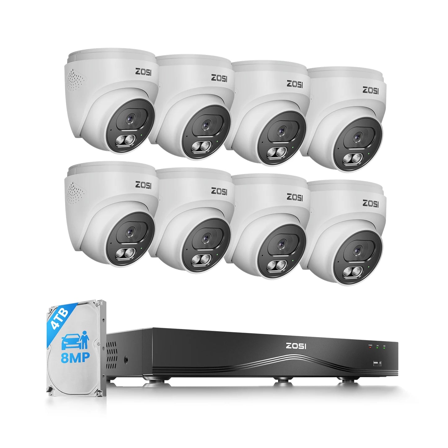 ZOSI 16CH 4K CCTV Cameras System 8MP Outdoor Indoor PoE Security Cameras 16Port 32-Channel NVR 4TB HDD Home Video Surveillance