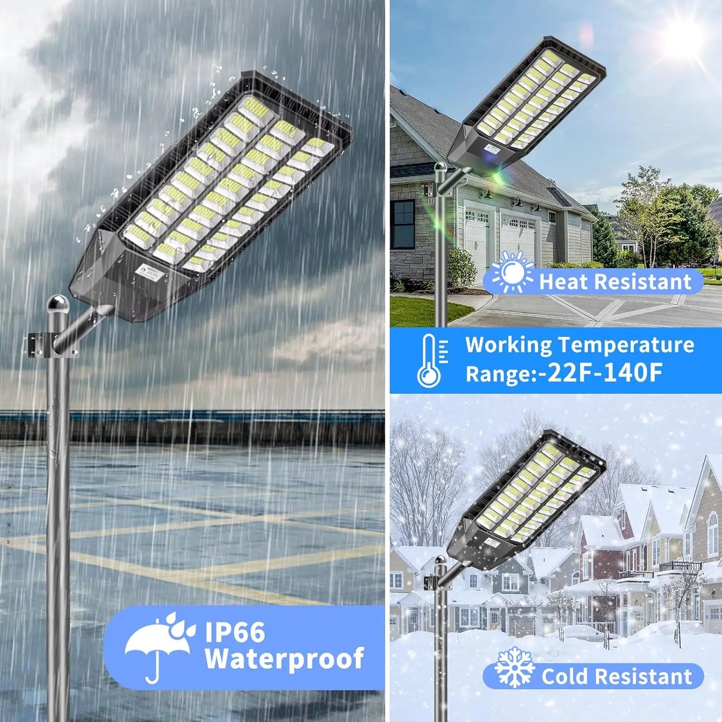 9000W Solar Street Lights Outdoor, Dusk to Dawn LED Security Flood Light with Motion Sensor and Remote Control