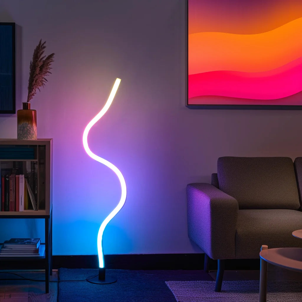 RGBW Bendable Floor Lamp with App Control - Modern LED Light for Living Room 16 Colors, Standing Lamp for Home Office