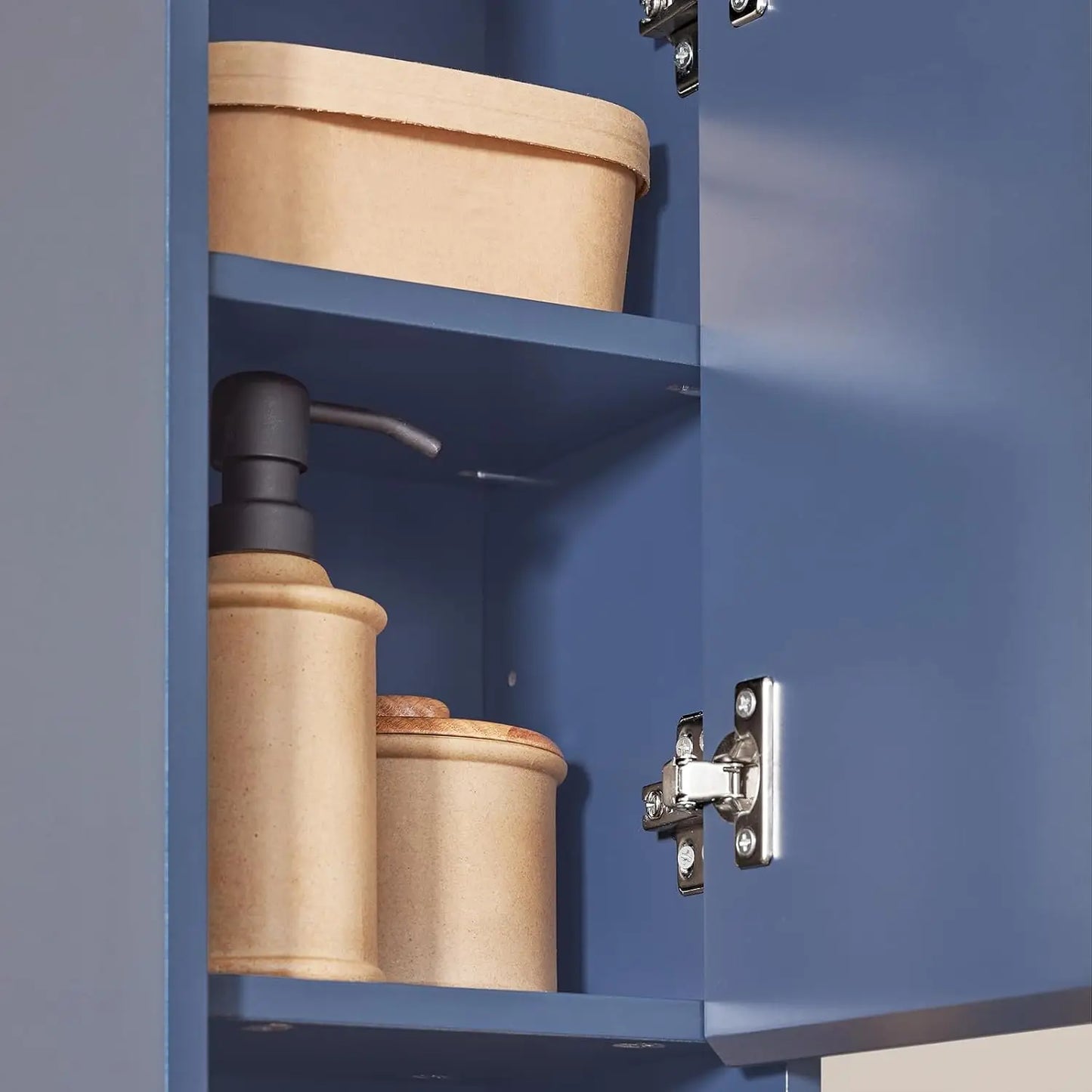 Narrow Bathroom Storage Cabinet Adjustable Shelves Anti-Tipping Tall Floor Cupboard Blue Customized