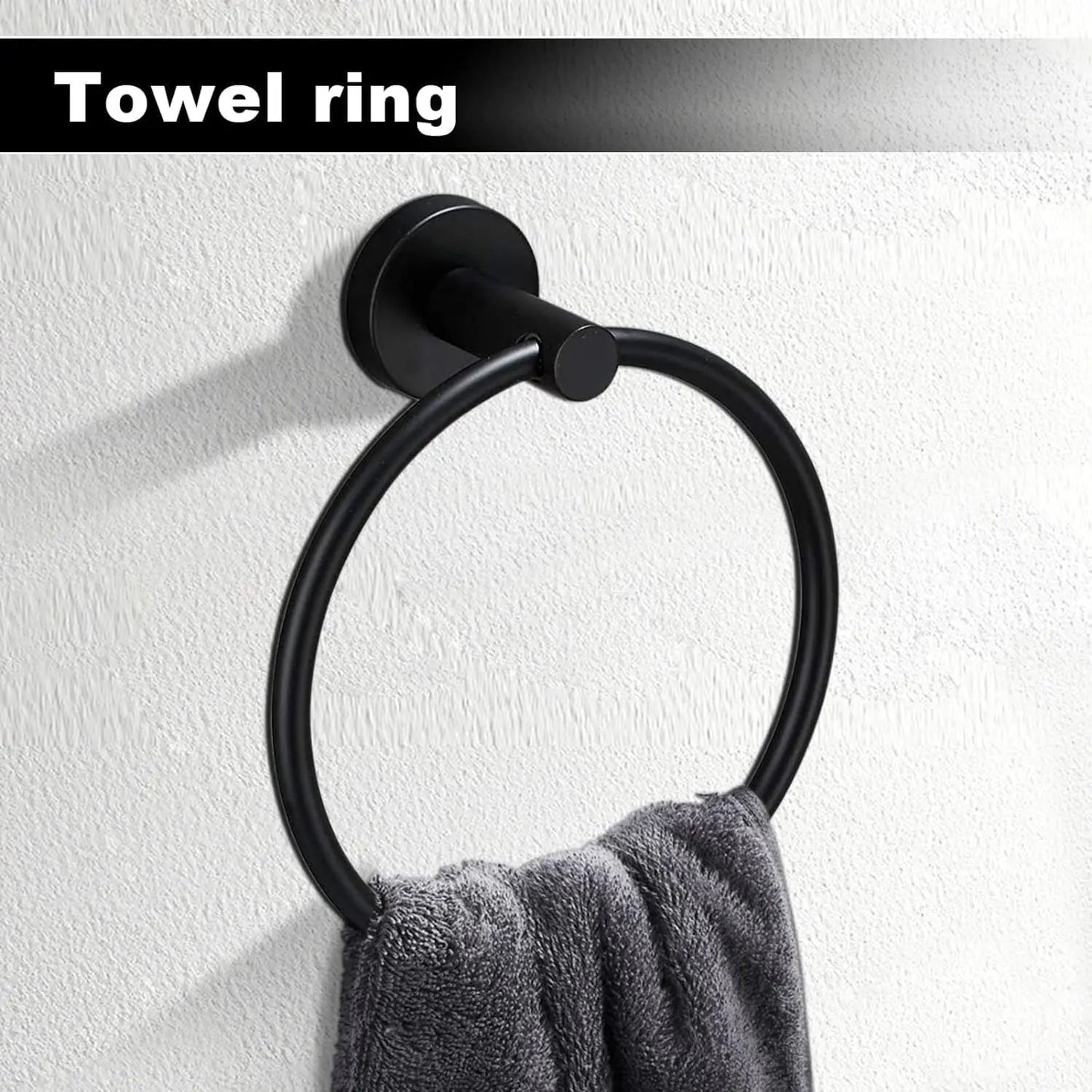 15-Piece Matte Black Bathroom Hardware Set with Towel Bars, Rings, Paper Holder & Hooks
