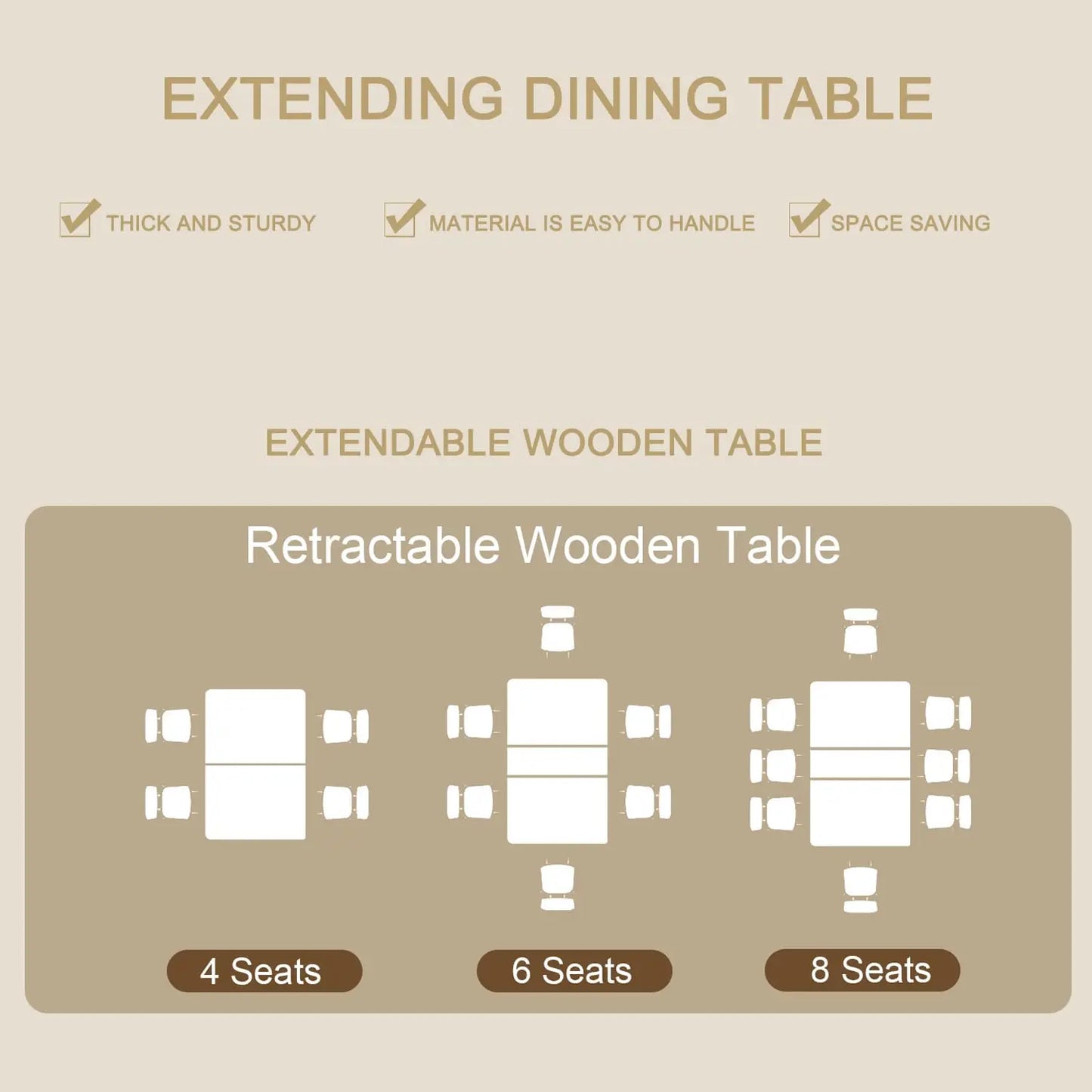 9 Piece Extendable Dining Table Set for 8 with Chairs, 63"-78.7" 8 Person Dining Room Table Sets for 4-10 People,, Customized