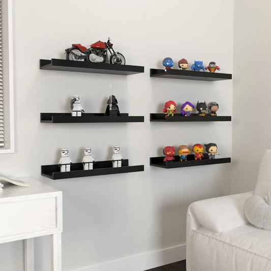 6 Pack Floating Wall Shelves Modern Display Shelves for Living Room Bedroom Home Decoration Minimalist Wall Mounted Storage