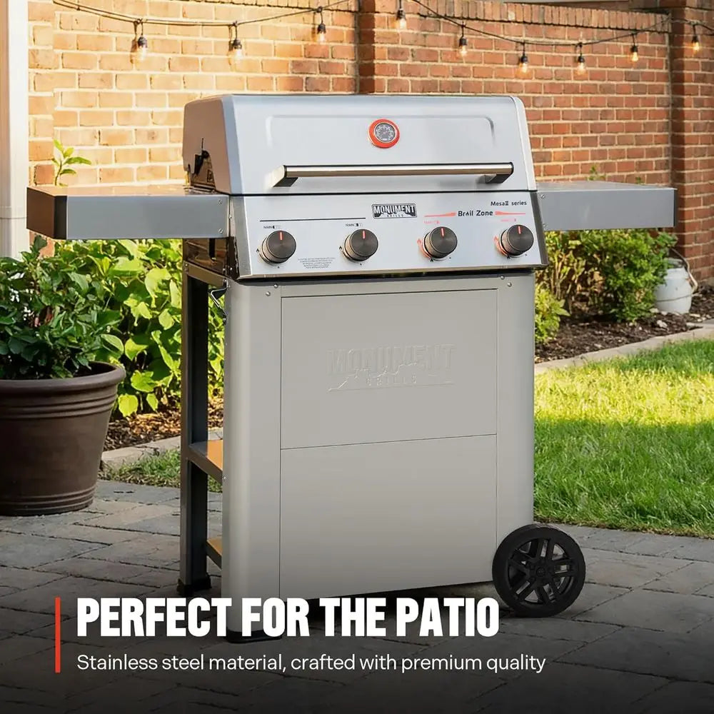 4 Burner Propane Gas Grill with d Broil Zone, StainlSteel Outdoor Mesa 2 Barbecue Grill, oldable Side Shelves, 500° in 5 Mins, A